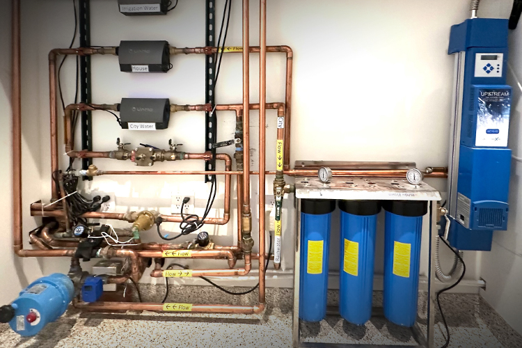 WERS 2023 Award winning home for Lowest Residential Water Use in the country, water mechanical system designed by Doug Pushard of HarvestH2O